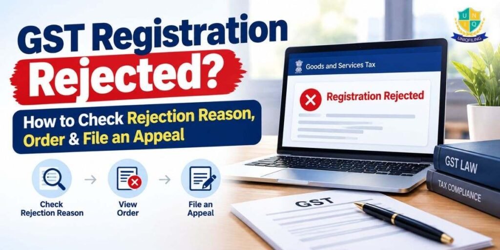 GST registration rejected reason, rejection order and appeal process